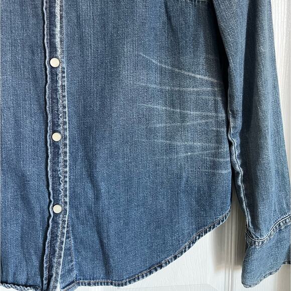 Vtg gap 2002 denim snap button down chambray shirt long sleeve denim large - Picture 2 of 8
